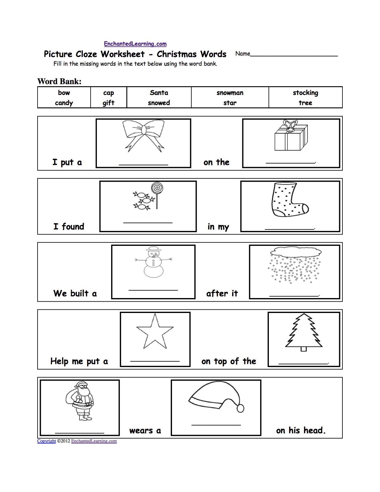 Christmas Activities Spelling Worksheets