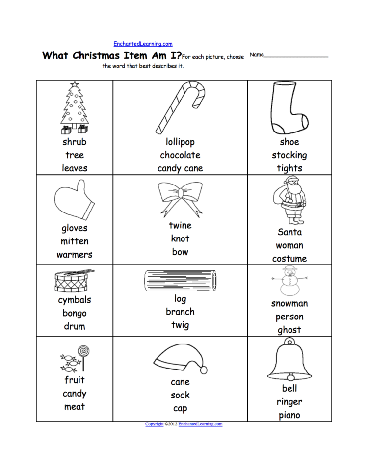 Christmas Activities Spelling Worksheets