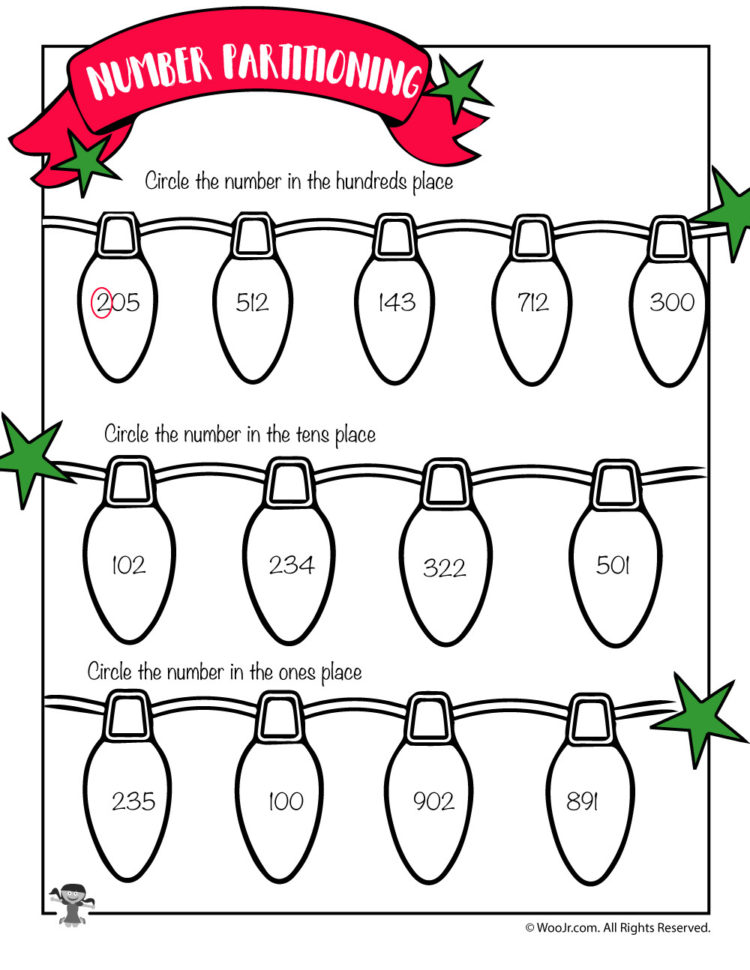 Christmas Lights Hundreds Tens And Ones Worksheet  Woo Jr