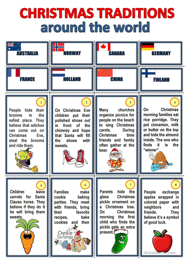 Christmas Traditions Around The World  English Esl Worksheets