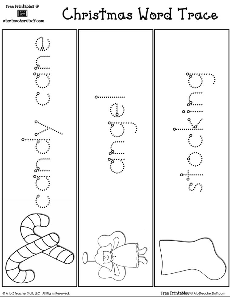 Christmas Word Tracing Practice  A To Z Teacher Stuff