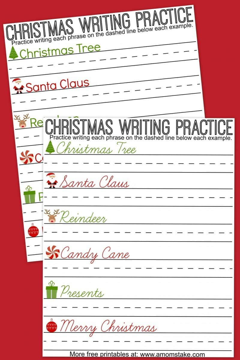 Christmas Writing Practice Sheets  A Mom's Take