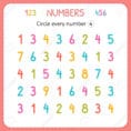 Circle Every Number Four Numbers For Kids Worksheet For Kindergarten