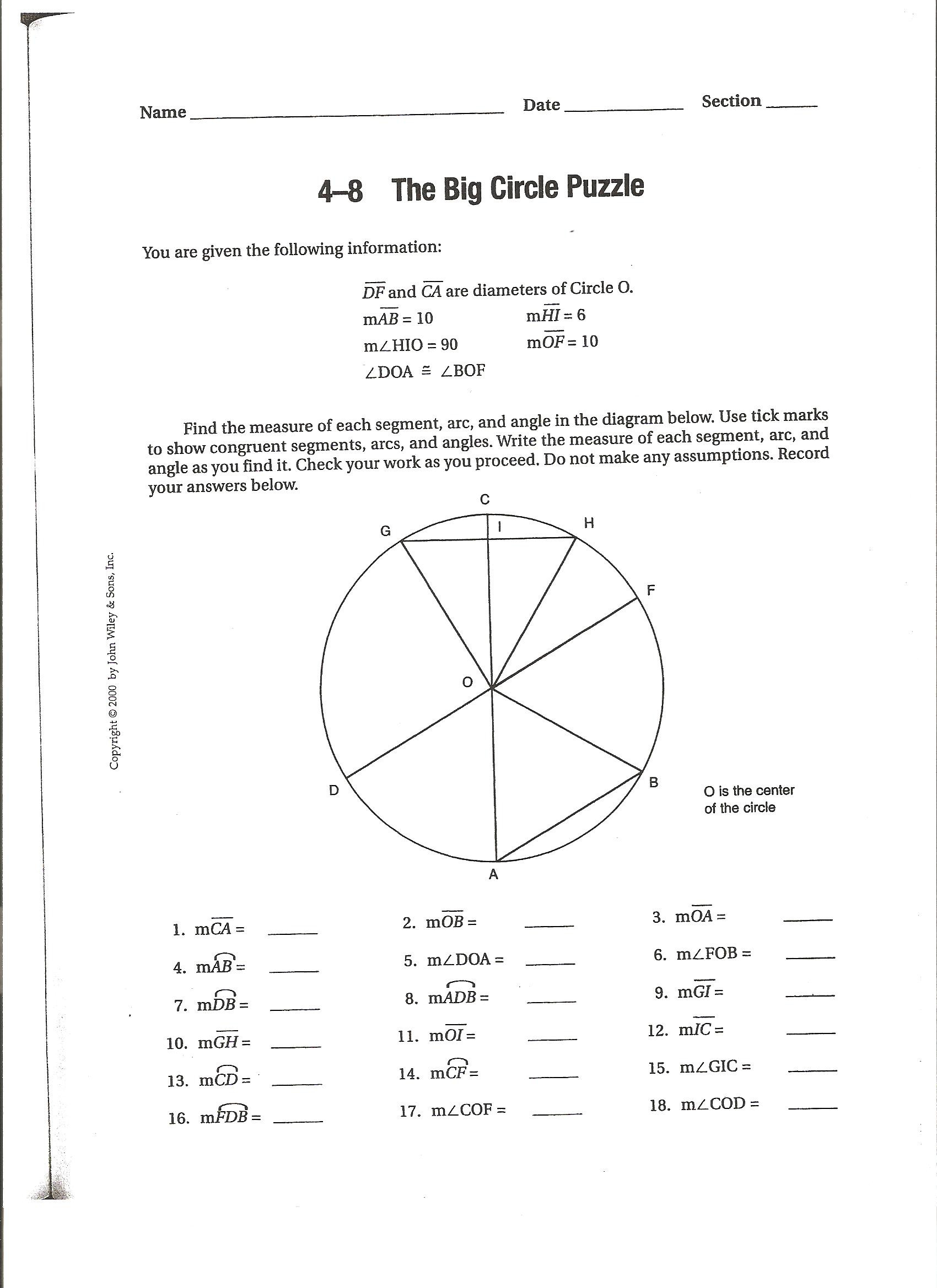 Circle Geometry Worksheets Circle Geometry Worksheets Big