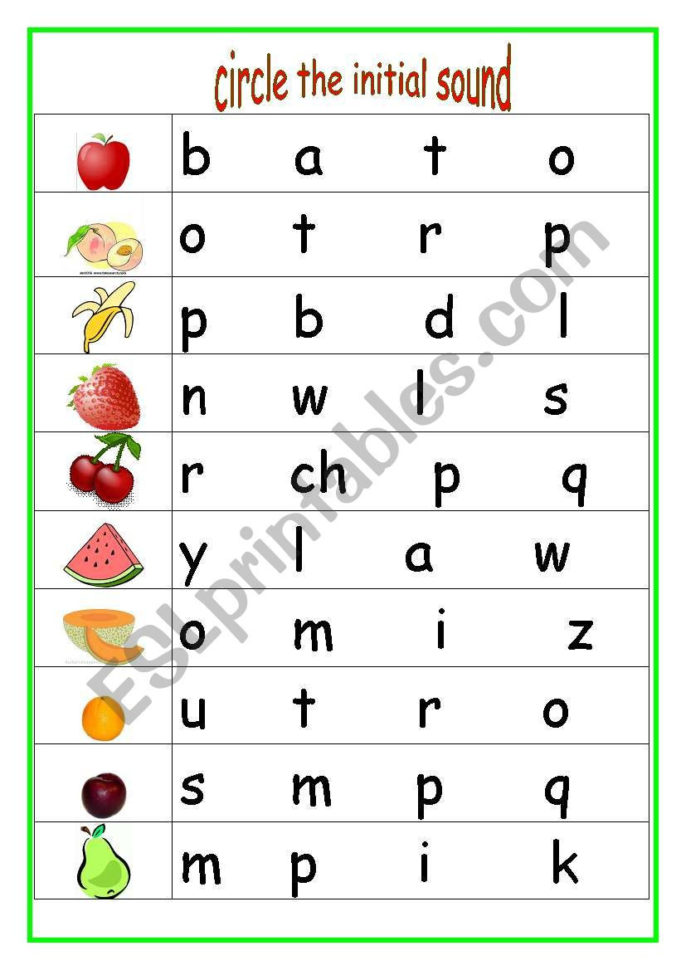 Circle The Initial Sound  Esl Worksheetcarme Sammut