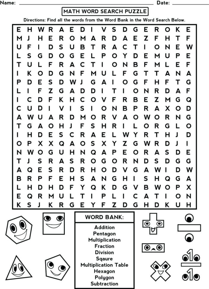 Circle Vocabulary Worksheet Math Math Crossword Es Printable