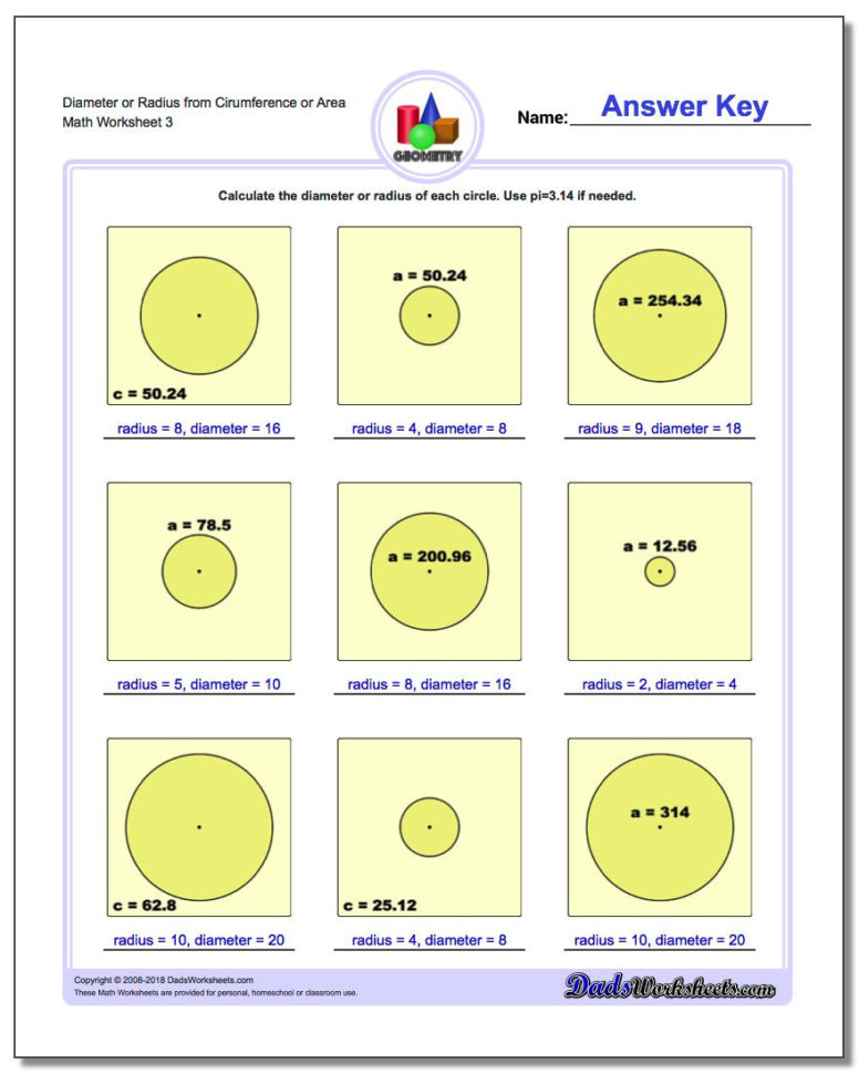 Circles  Diameter And Radius