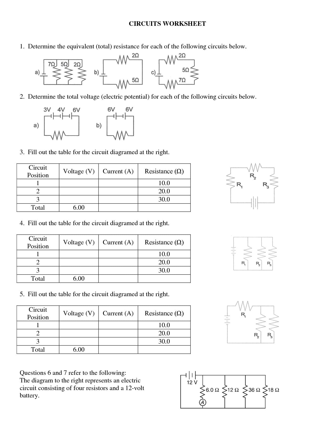 Circuits Worksheet Answers Linear Equations Worksheet