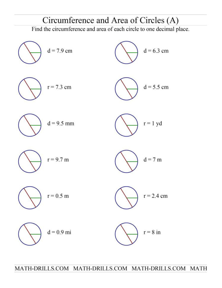 Circumference And Area Of Circles A