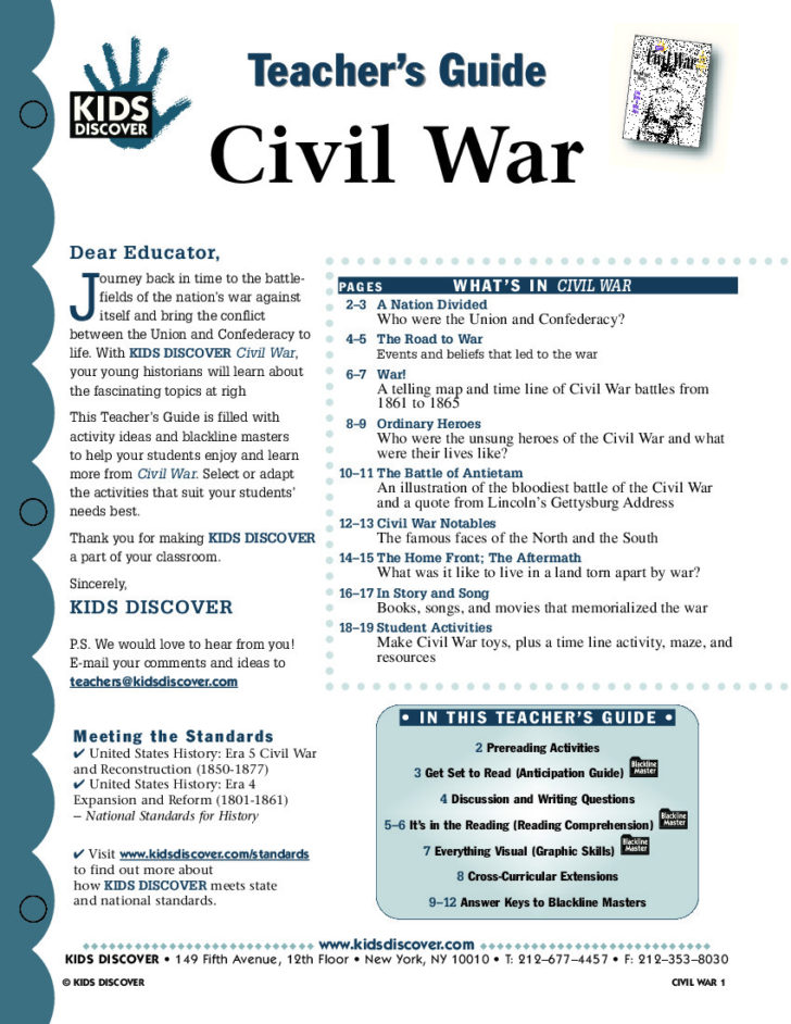 American Civil War Reading Comprehension Worksheet Answers