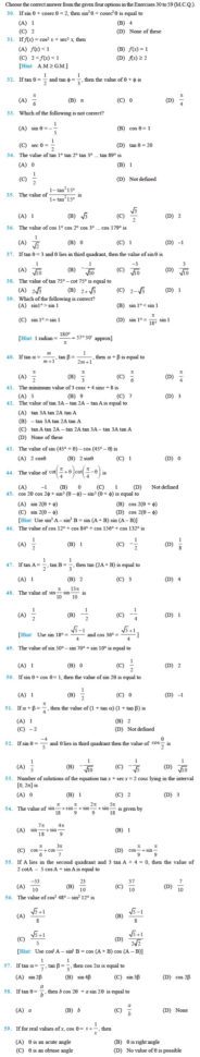 Class 11 Important Questions For Maths – Trigonometric