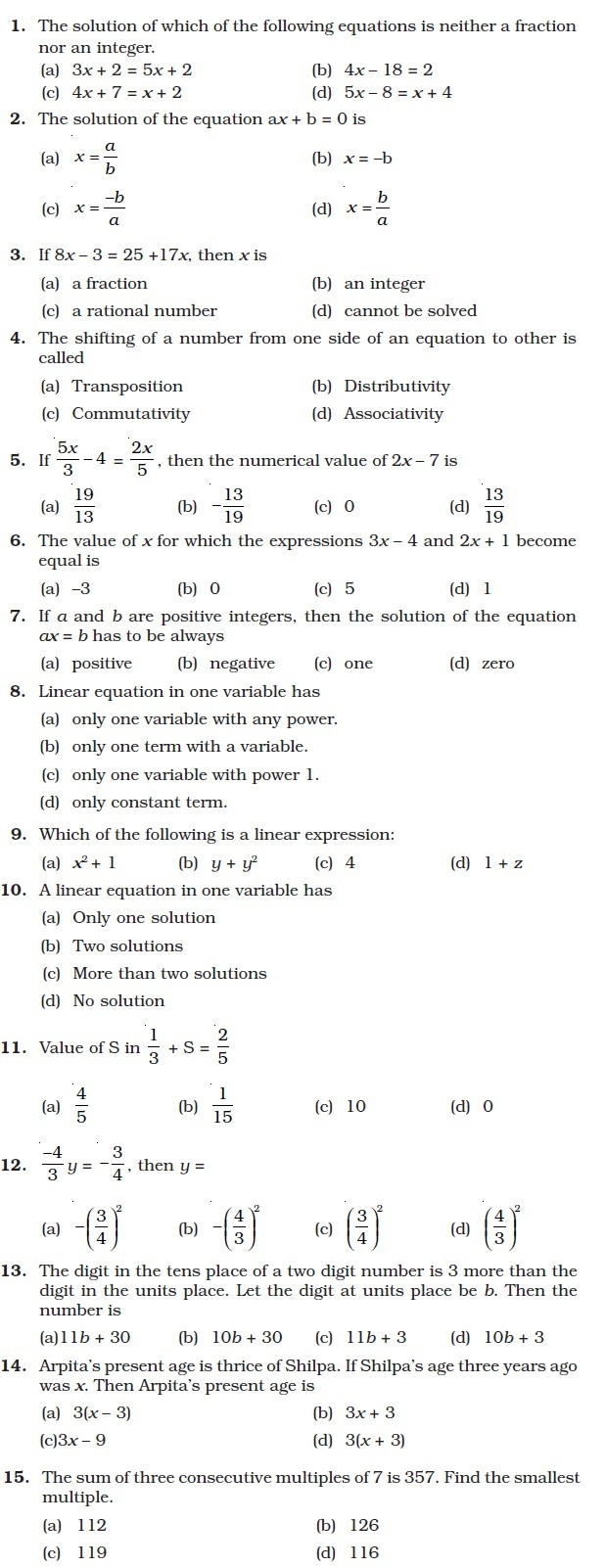 Multiple Variable Equations Worksheet