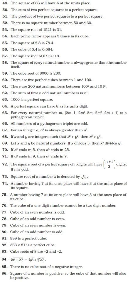 Class 8 Important Questions For Maths – Squaresquare Root