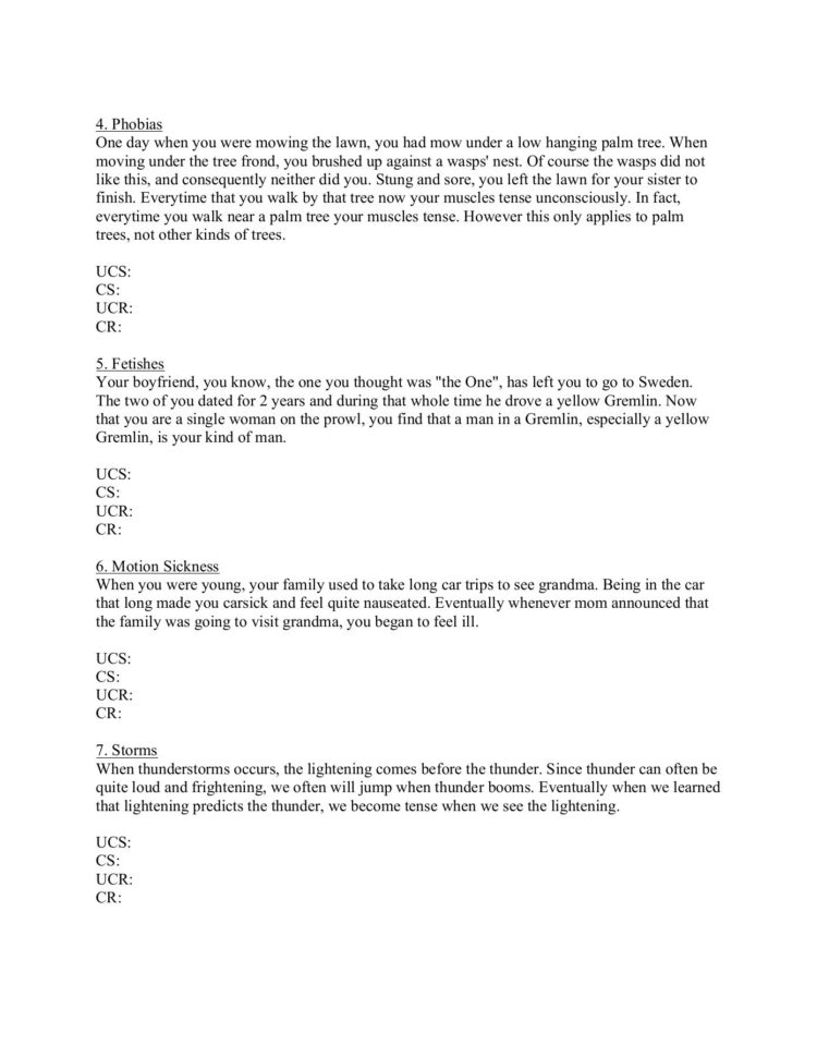 Classical Conditioning Worksheet 2  Lps Pages 1  4  Text