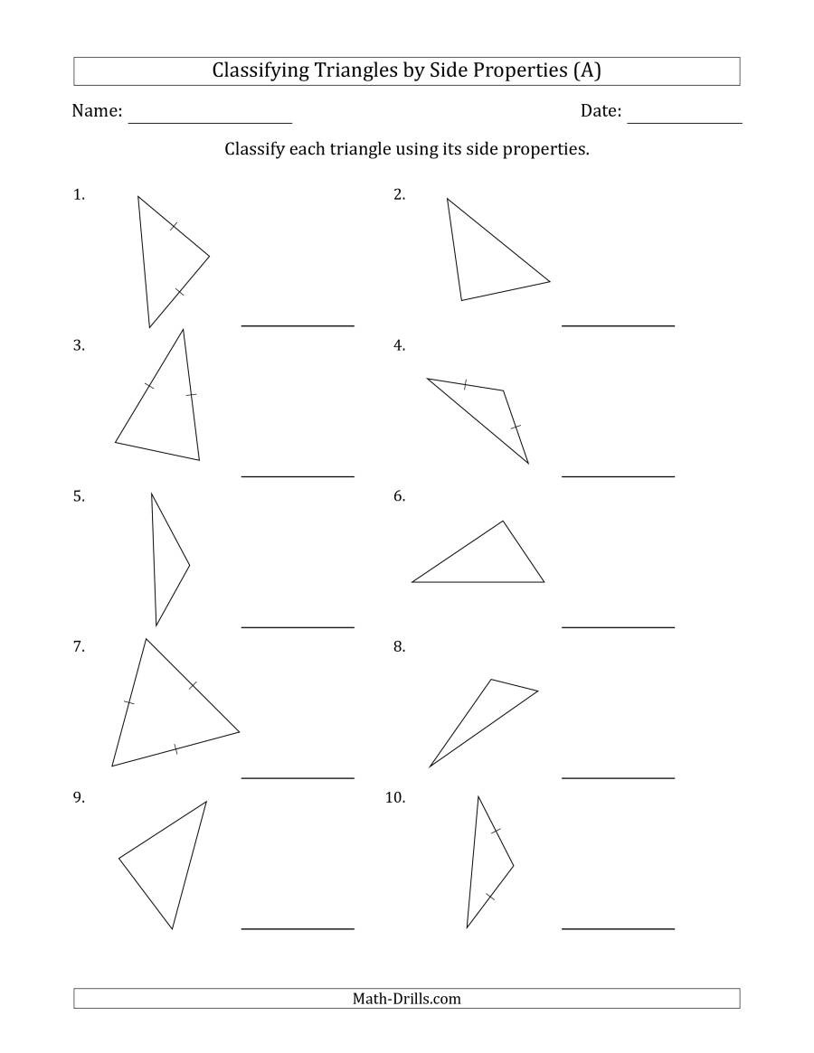 Classifying Trianglesside Properties Marks Included On