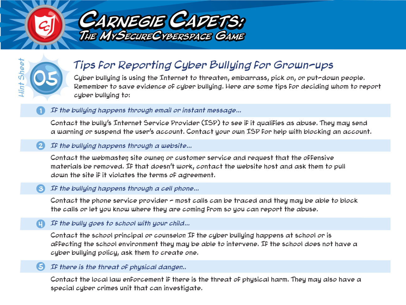 Classroom And Support Materials  The Carnegie Cyber Academy