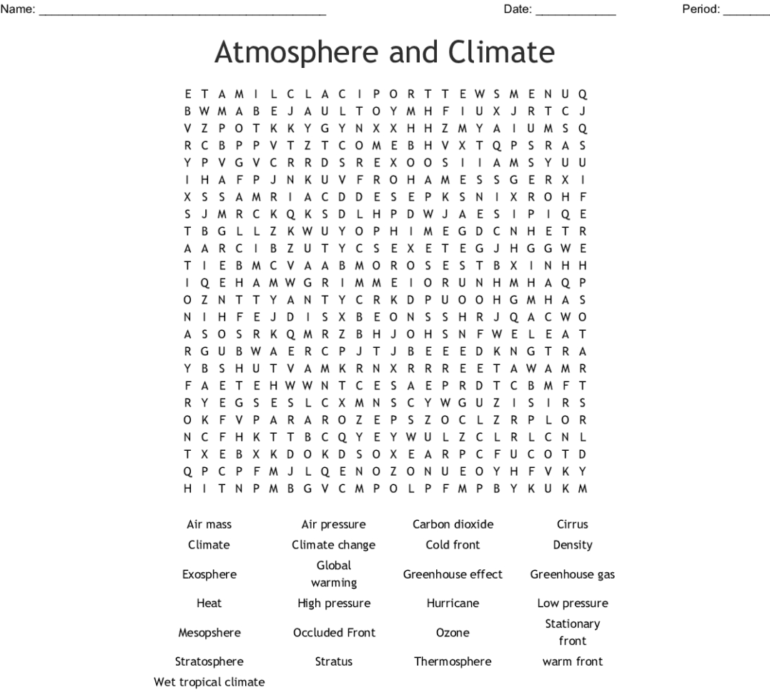 Climate Change Crossword  Word
