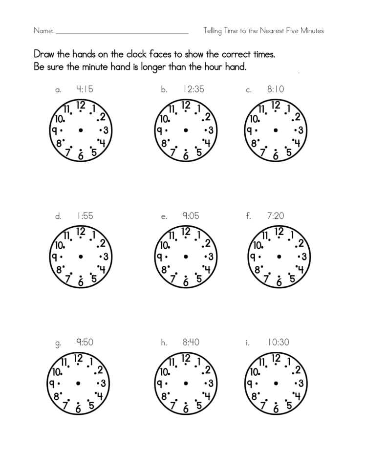 Clock Face Worksheets To Print  Activity Shelter