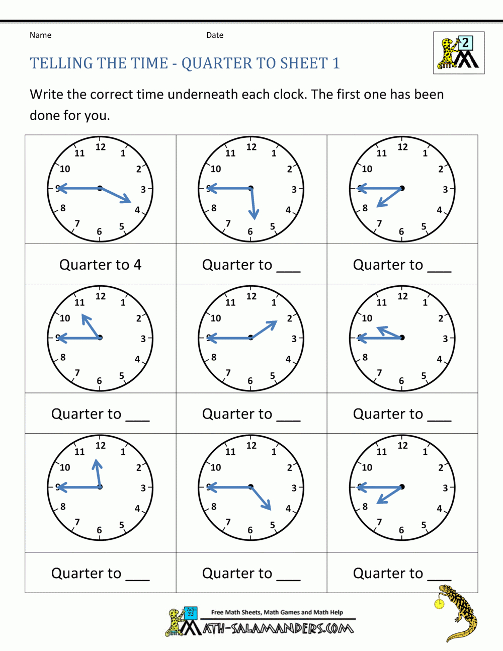Telling The Time Worksheets Ks1 Printable