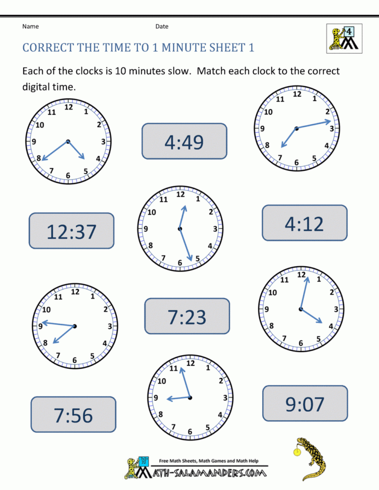 Digital Clock Worksheets Printable