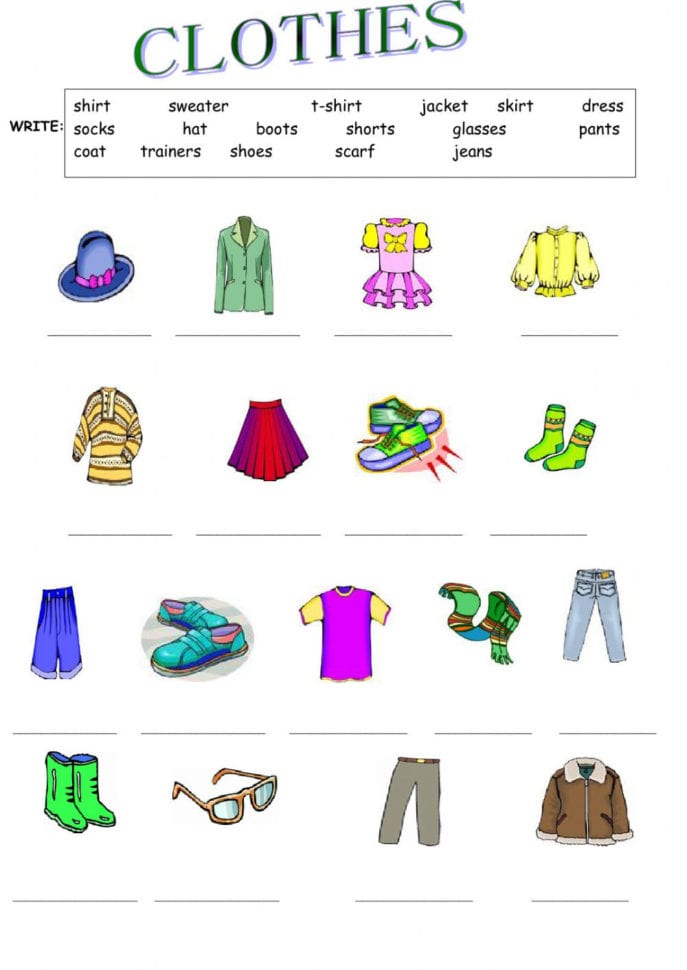 Clothes Worksheet