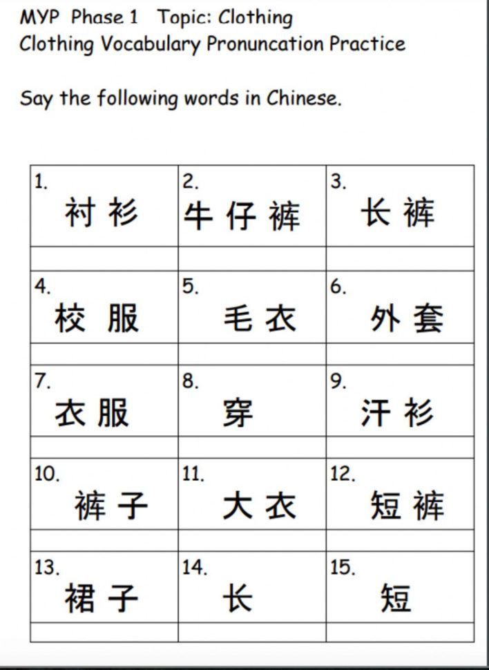 Clothing Vocabulary Pronuncation  Interactive Worksheet