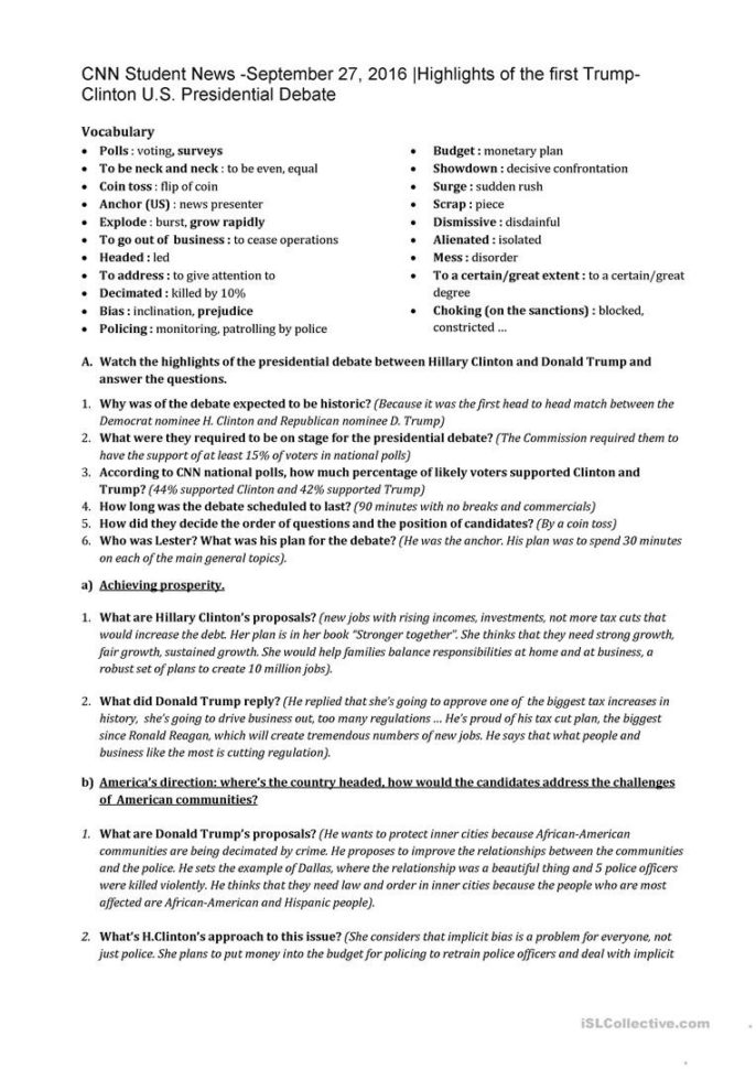 Cnn Student News September 27 2016 Highlights Of The Ft Trump