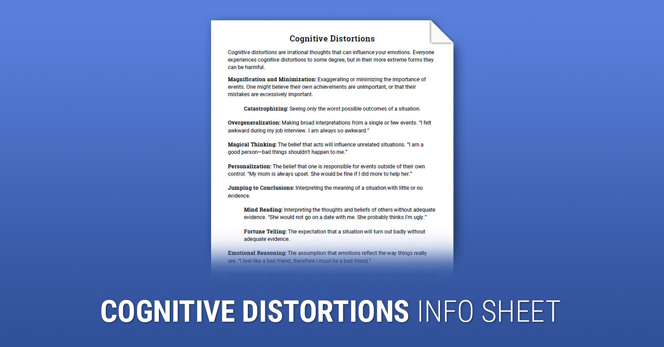 Cognitive Distortions Worksheet  Therapist Aid