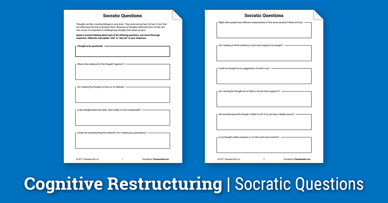 Cognitive Restructuring Socratic Questions Worksheet
