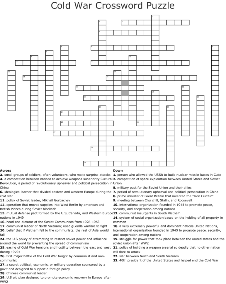 Cold R Crossword Puzzle  Word