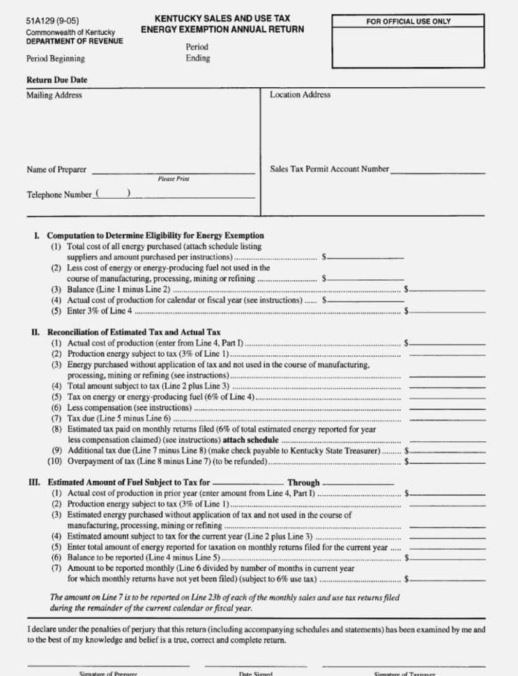 Collection Of Kentucky Sales And Use Tax Worksheet — Db