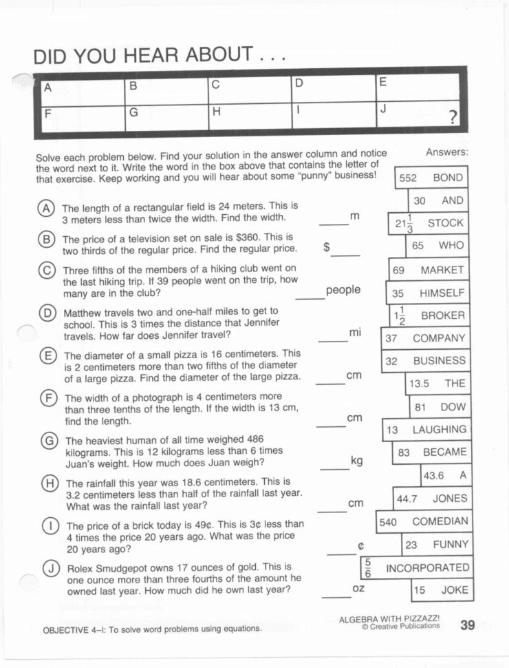Collection Of Ma Did You Hear About Math Worksheet Algebra