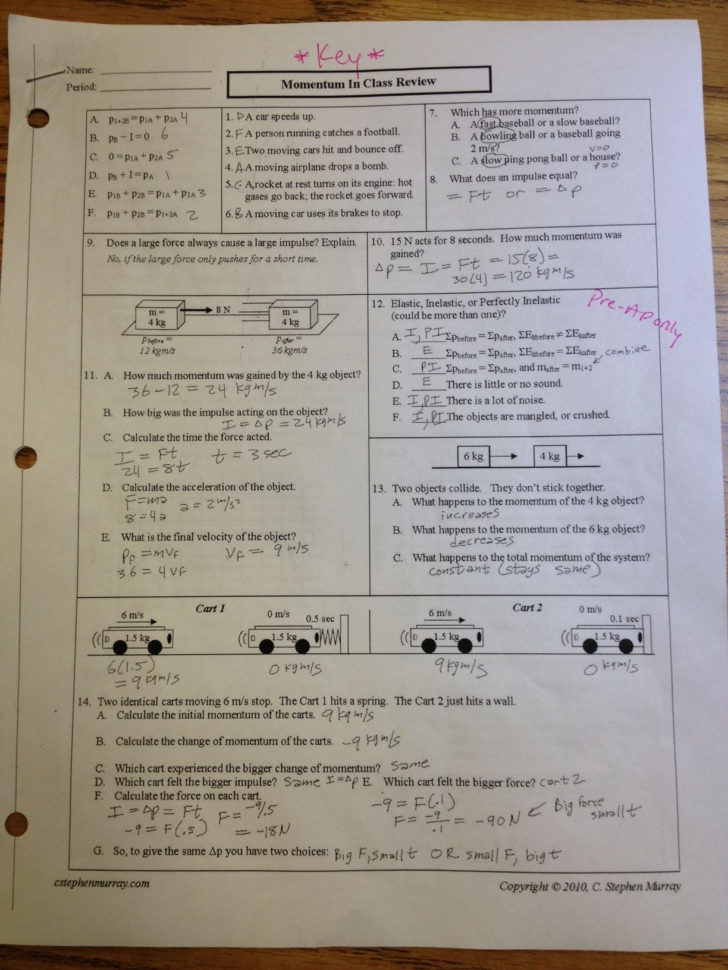 Collisions Momentum Worksheet 4 Answers