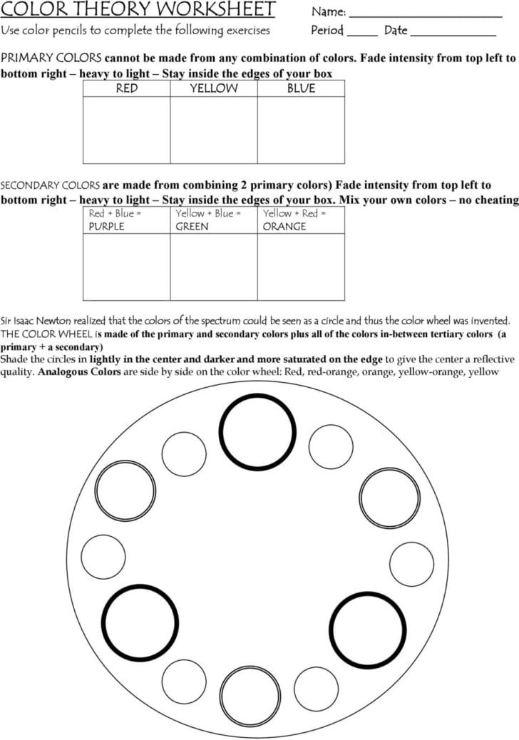 Color Theory Worksheet Pdf — db-excel.com