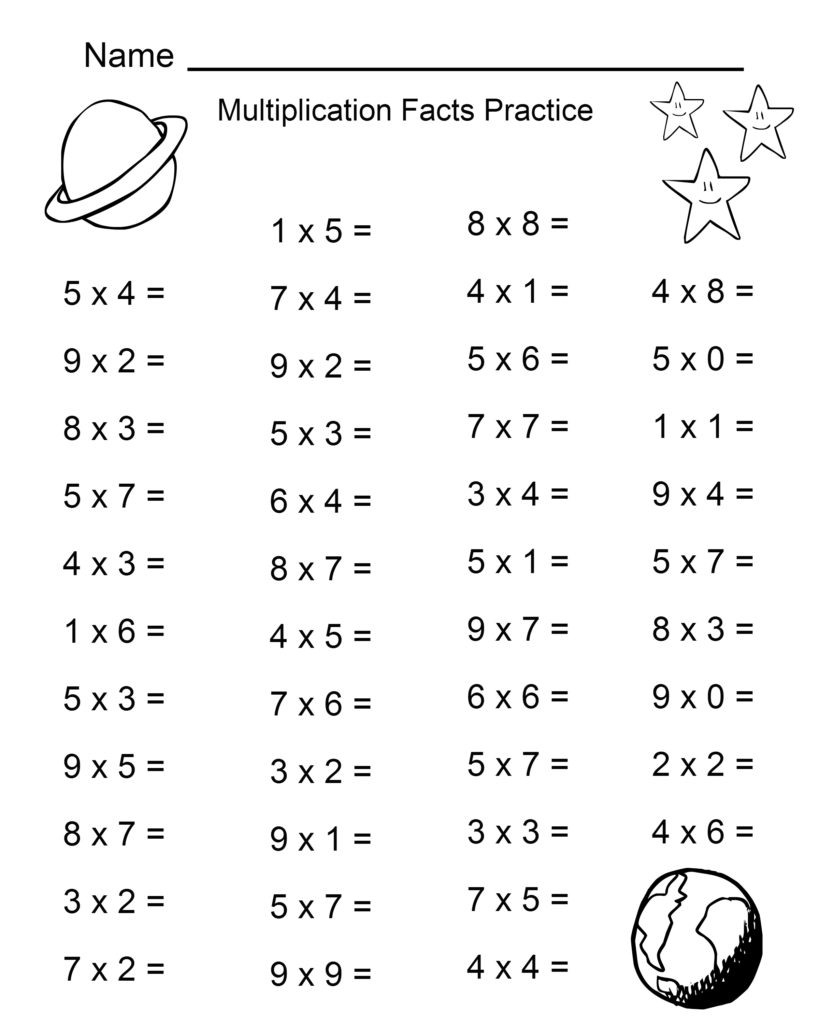 Coloring  Coloring Thirdade Multiplication Worksheets Space Theme