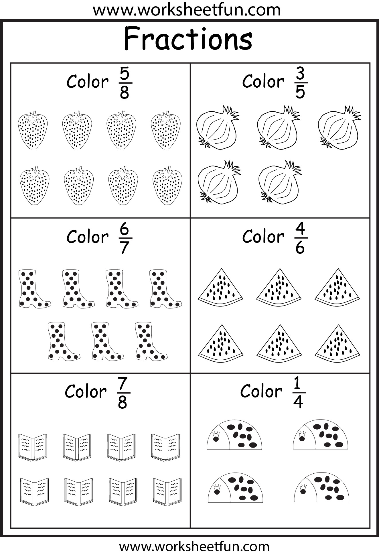 Coloring Fractions Worksheets Doodles Preschool Maths