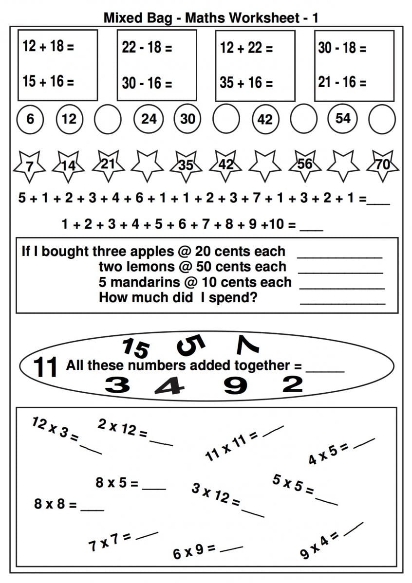 Coloring Free Math Worksheets And Printable Activities For