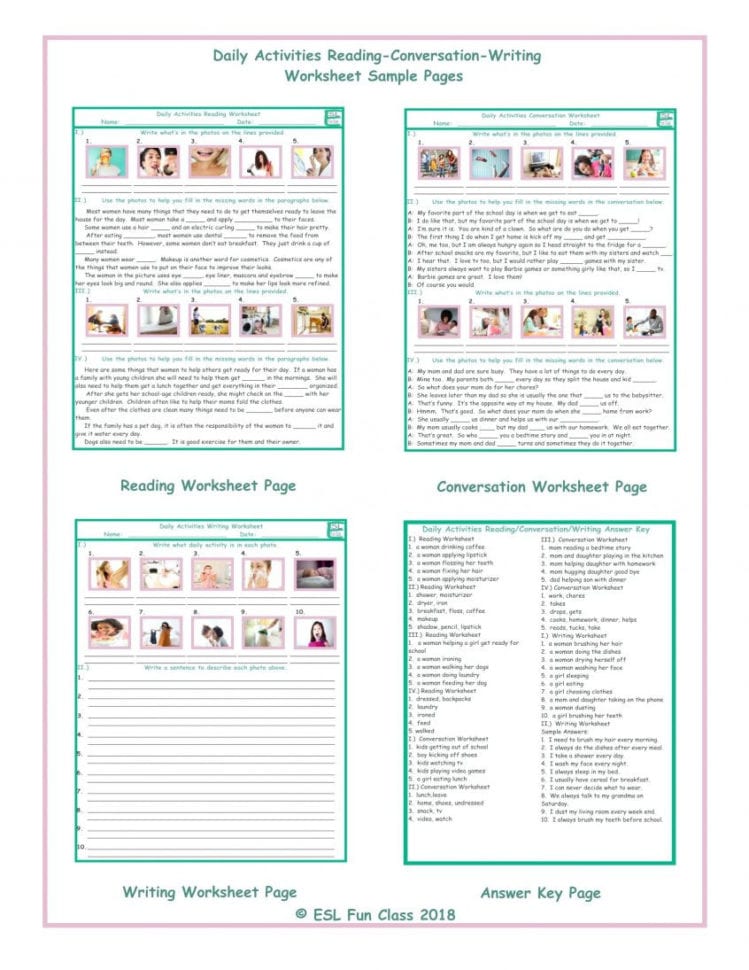 Coloring Fun Writing Worksheets Daily Activities Reading