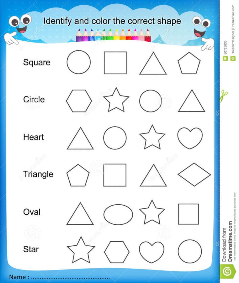 Coloring  Identify Color Correct Shape Worksheet Colorful