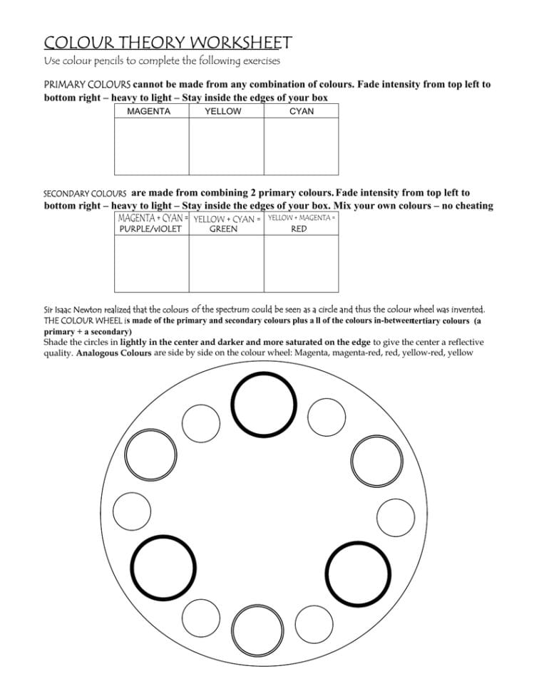 Colour Theory Worksheet