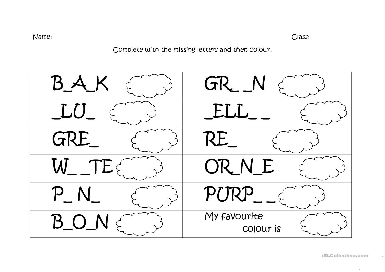 Colours Spelling  English Esl Worksheets