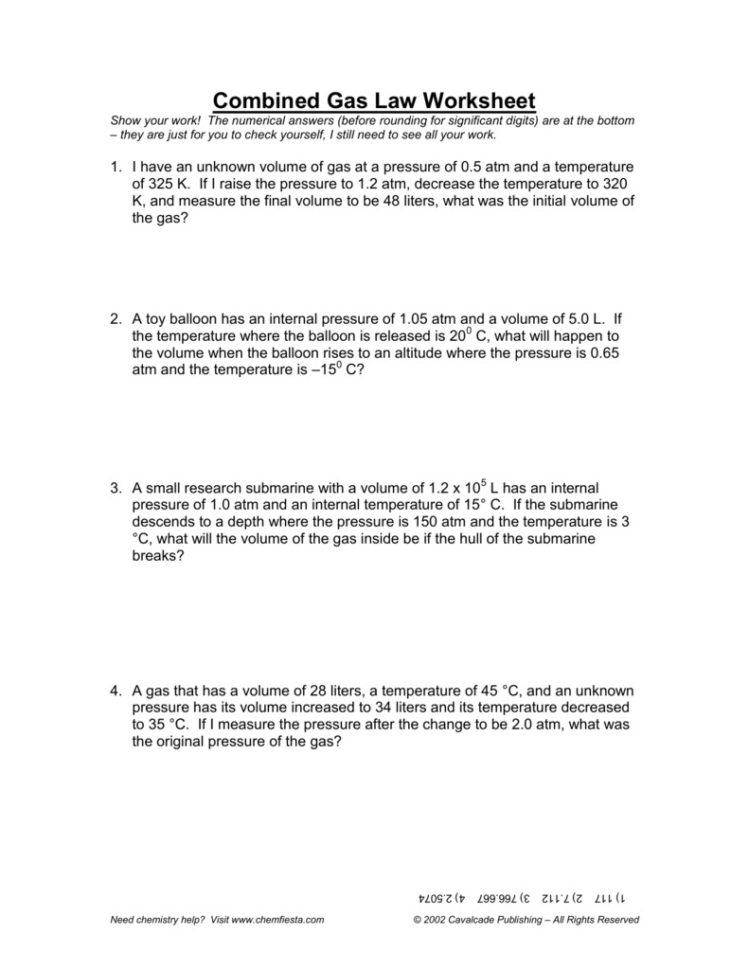 Combined Gas Law Worksheet Answer Key  Soccerphysicsonline