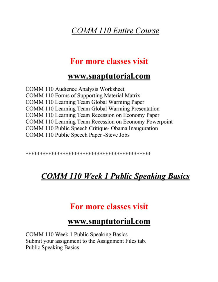 Comm 110 Exceptional Education  Snaptutorial