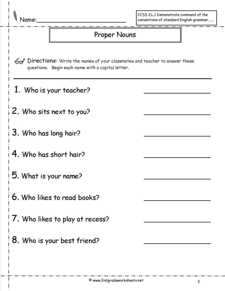 Common And Proper Nouns Worksheet