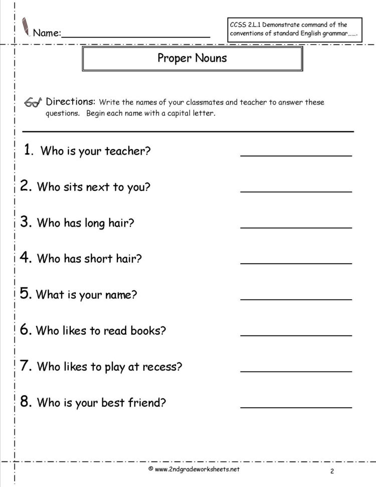 Common And Proper Nouns Worksheet