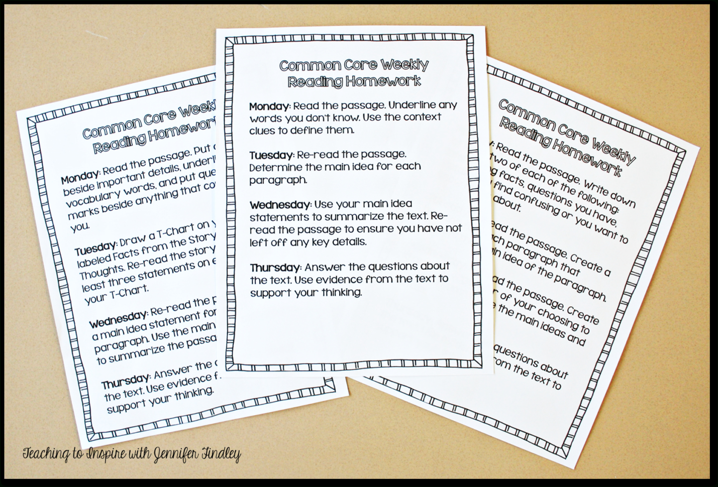 Common Core Reading Homework Review For Upper Elementary