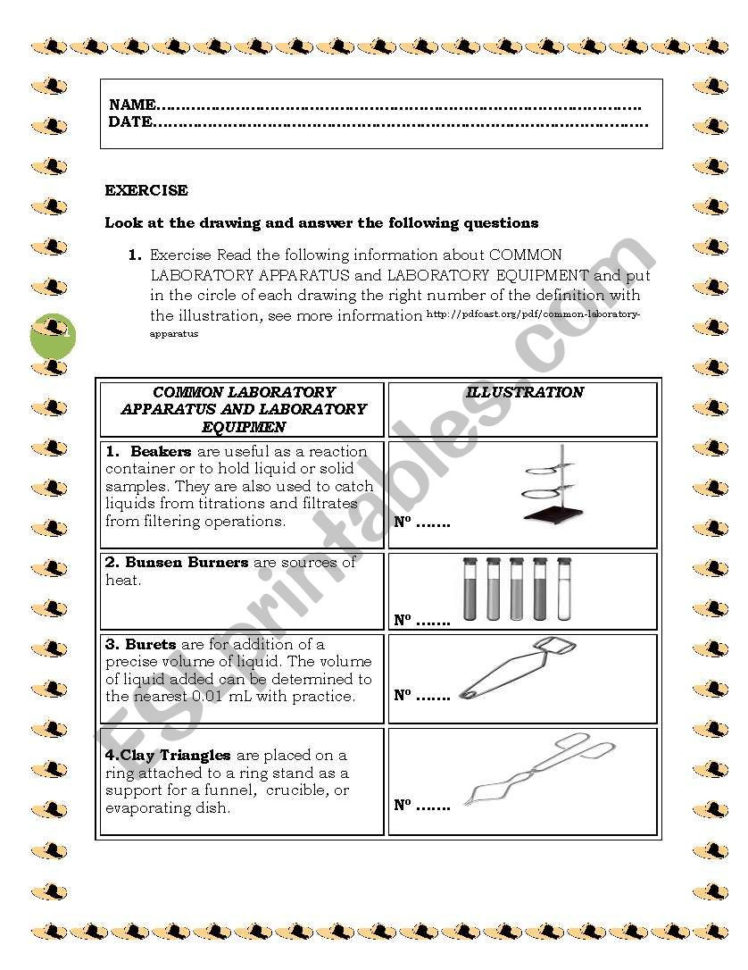 Common Laboratory Apparatus Part 1  Esl Worksheet