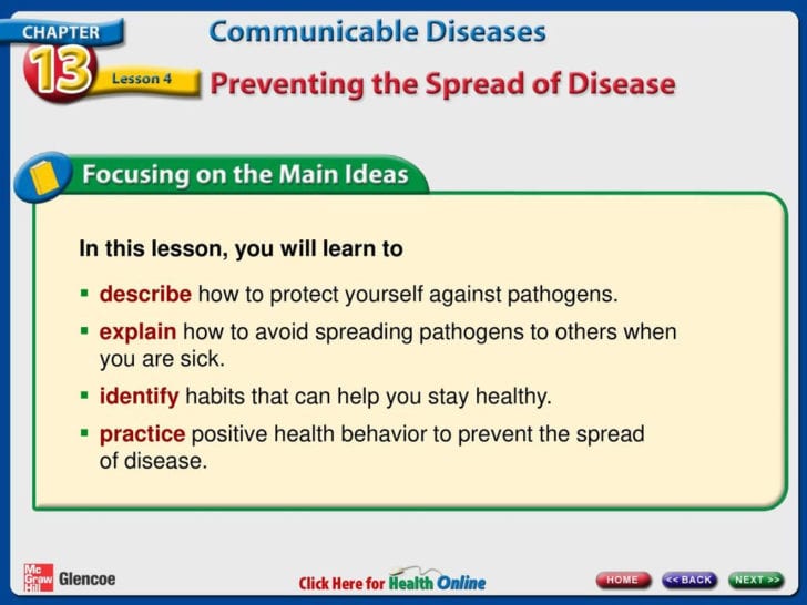 Communicable Disease Worksheet Middle School
