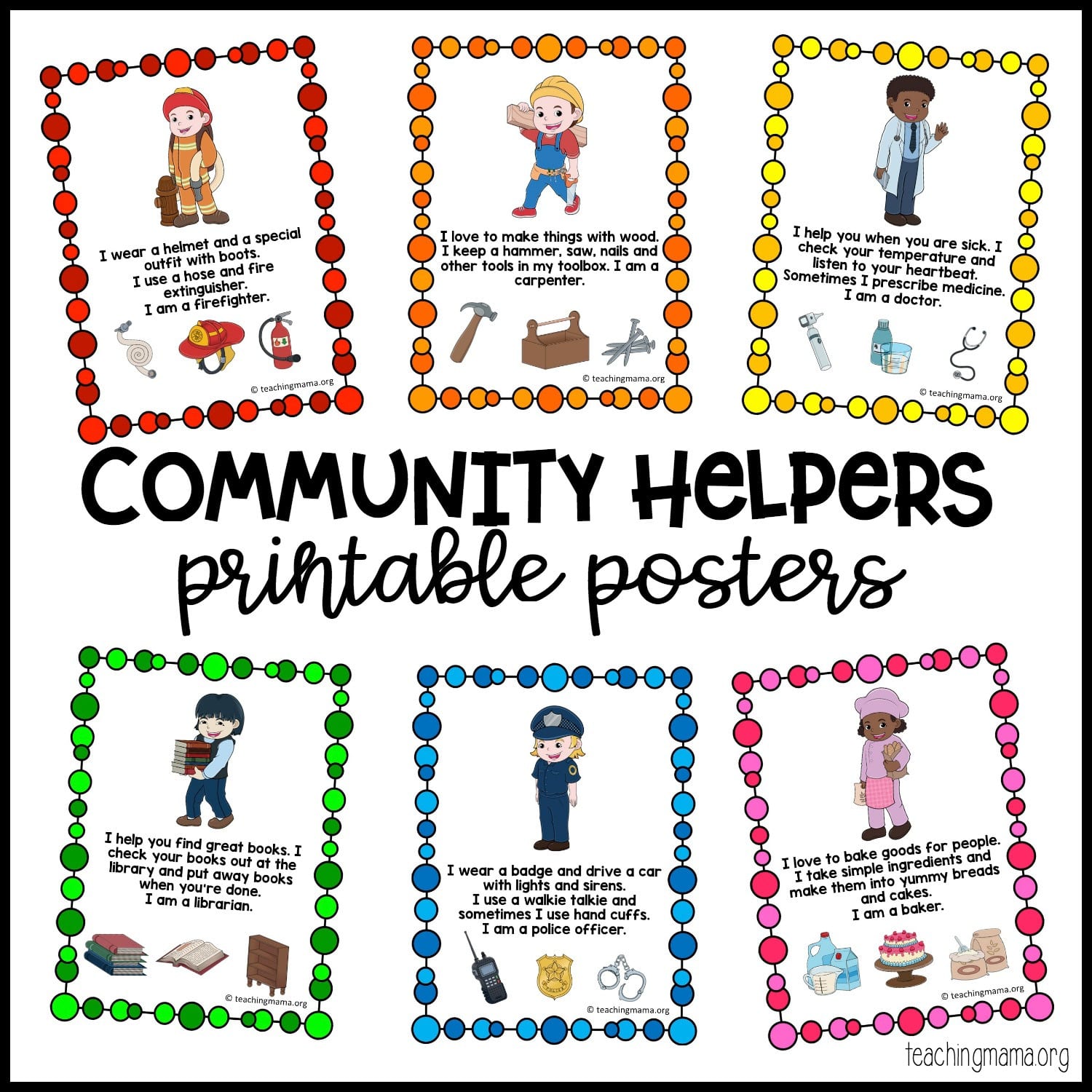 Community Helpers Printable Posters  Teaching Mama
