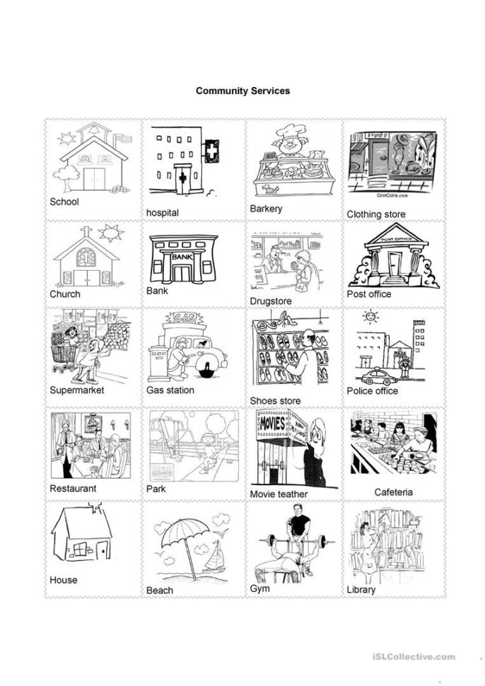 Community Services  English Esl Worksheets